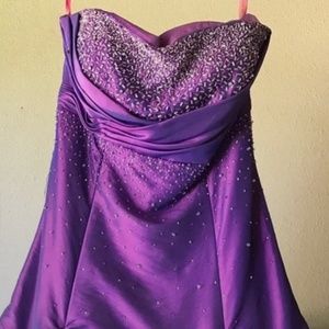 Purple prom dress with sliver beads